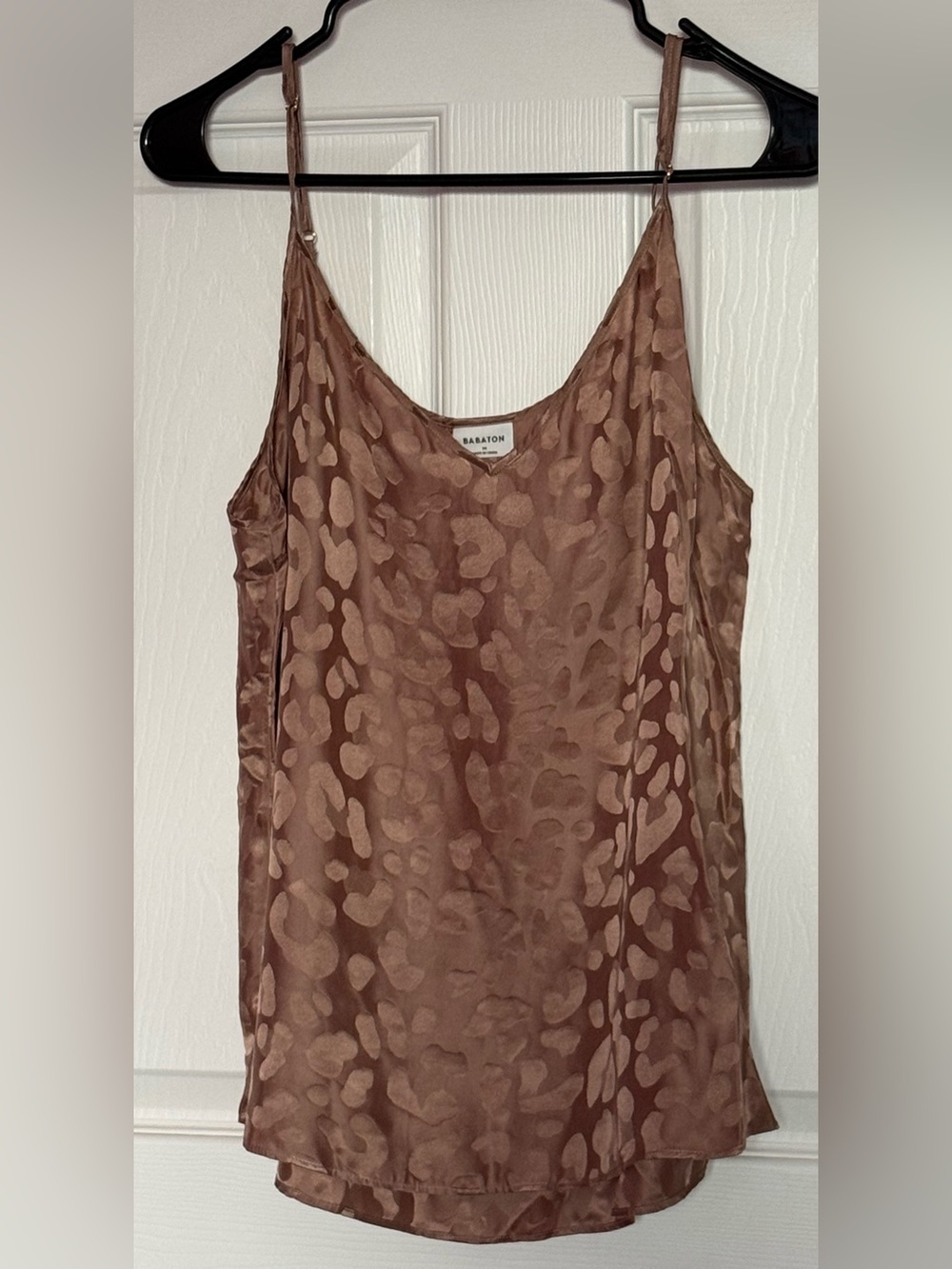 Babaton Brown Silk Blend Leopard-Print Slip Tank